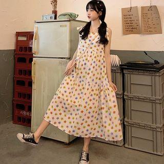 Floral Tank Top / Midi Spaghetti Strap Dress