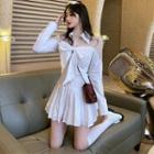 Mesh Panel Bow Shirtdress