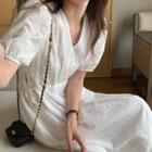 Short-sleeve V-neck Eyelet Lace Dress