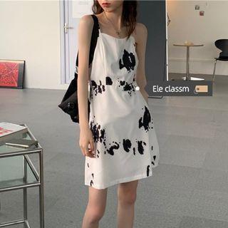 Splattered Spaghetti A-line Strap Dress