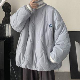 Mock Neck Patch Padded Coat