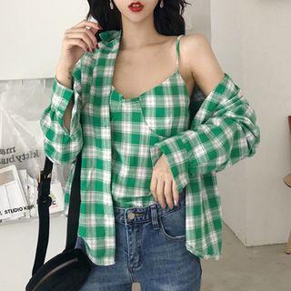 Set: Plaid Camisole Top + Shirt