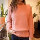 Mock-turtleneck Furry Sweater