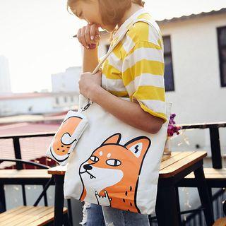 Animal Canvas Shopper Bag With Pouch