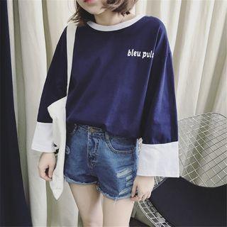 Two-tone Lettering Long-sleeve T-shirt