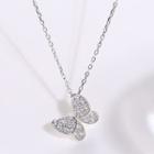 925 Sterling Silver Rhinestone Butterfly Pendant Necklace 925 Silver - Chain - One Size