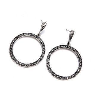 Hoop Alloy Dangle Earring Ndyz264 - 1 Pair - Black - One Size