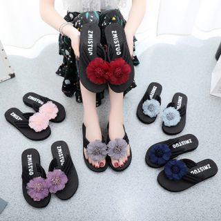 Floral Wedge Heel Flip-flops