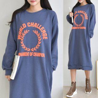 Letter Print Midi Sweatshirt Dress