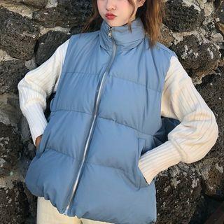 Padded Zipped Vest Peacock Blue - One Size