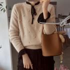 Faux-pearl Trim Wool Blend Sweater