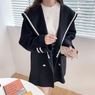 Double Breasted Sailor Collar Blazer Black - One Size