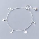 925 Sterling Silver Moon & Star Anklet