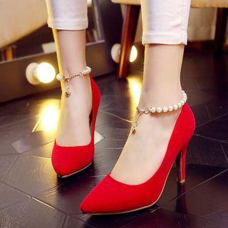High-heel Beaded Pumps