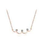 Simple And Fashion Plated Rose Gold 316l Stainless Steel Corrugated Cubic Zircon Necklace Rose Gold - One Size