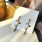 925 Sterling Silver Floral Dangle Ear Stud 1 Pair - Earring - Gold - One Size