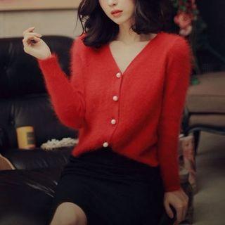 Single-breasted Long-sleeved Knitted Slim Open-front Cardigan