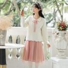 Set: Collared Top + Mesh Skirt