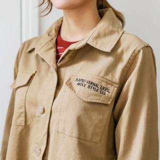 Letter Multi-pocket Shirt Jacket