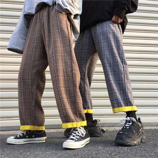Couple Matching Plaid Wide-leg Pants