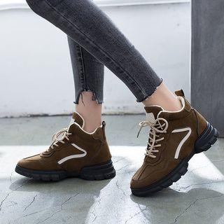 Contrast Trim Lace-up High-top Sneakers