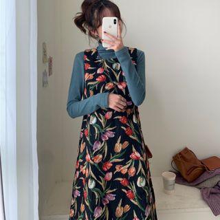 Sleeveless Printed Dress / Cowl-neck Top