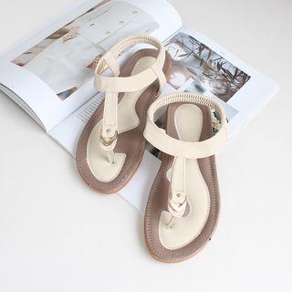 T-strap Pleather Sandals