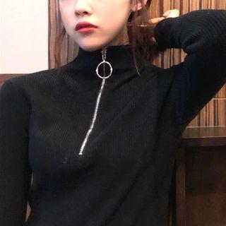 Half Zip Mock Neck Knit Top