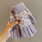 Leopard Print Knit Gloves