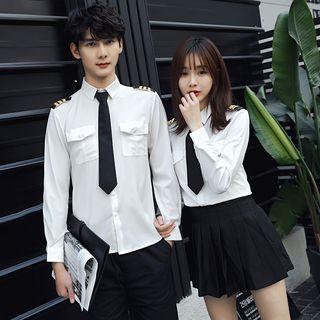 Couple Matching Navy Long-sleeve Shirt