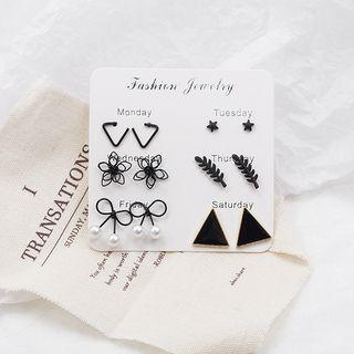 Set Of 6: Stud Earring K80 - As Shown In Figure - One Size