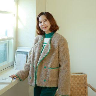 Round-neck Stitched Sherpa-fleece Jacket