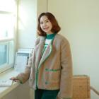 Round-neck Stitched Sherpa-fleece Jacket