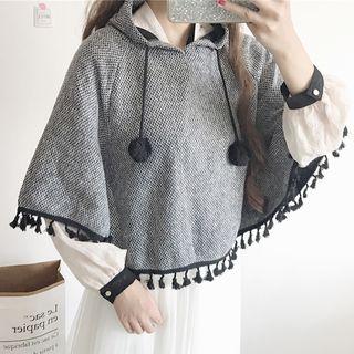 Hooded Tassel Capelet