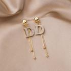 Rhinestone Letter Dangle Earring E2920 - As Shown In Figure - One Size