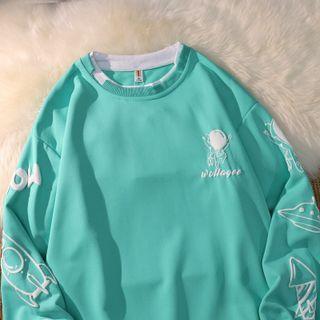 Graphic Print Mock Two-piece Sweatshirt