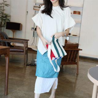 Cuff-sleeve Asymmetric-hem T-shirt