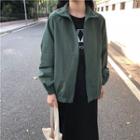 Plain Zip Jacket Green - One Size