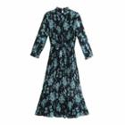 Floral Tie-waist Midi A-line Dress