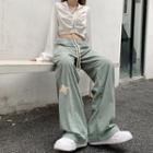 Star Embroidered Wide Leg Sweatpants