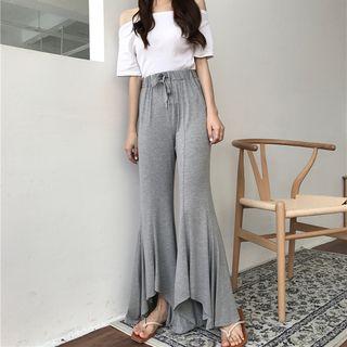 Casual Drawstring Wide-leg Pants