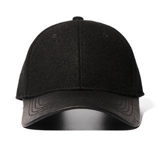 Faux Leather Panel Baseball Cap