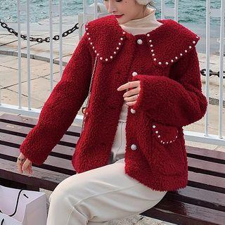 Beaded Fleece Buttoned Coat