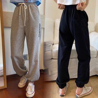 Lettering Drawstring Harem Sweatpants