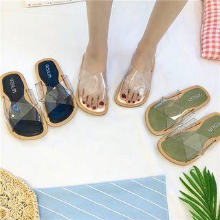 Cross-strap Clear Slide Sandals