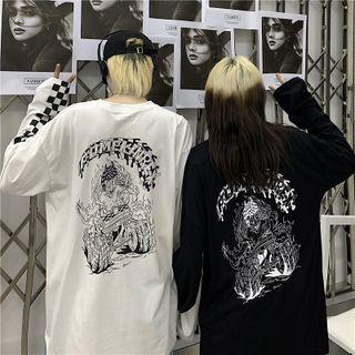 Couple Matching Long-sleeve Checkered Print T-shirt