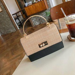 Rattan-panel Flap Satchel