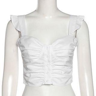 Ruffled Shirred Crop Camisole Top