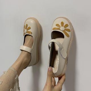 Flower Adhesive Strap Mary Jane Flats