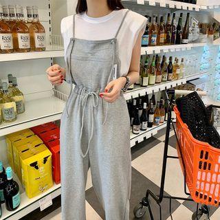 Drawstring-waist Wide-leg Jumper Pants / Sleeveless T-shirt